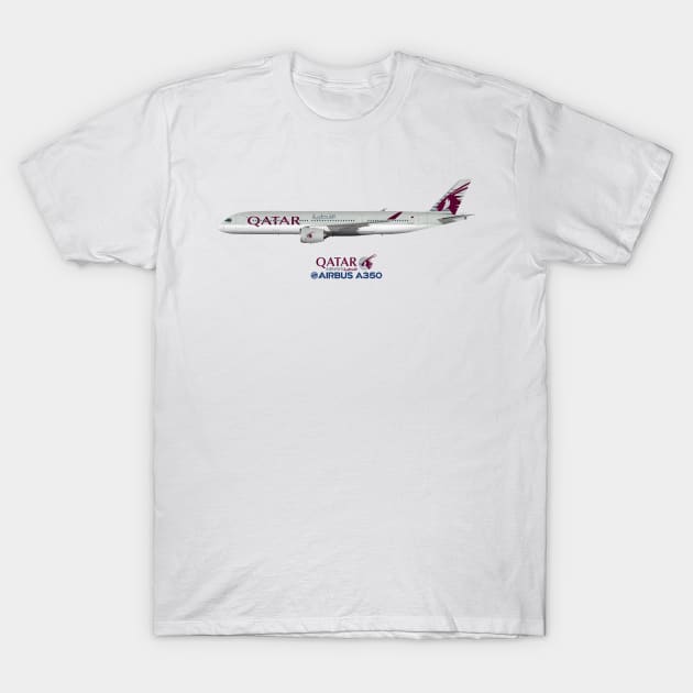 Illustration of Qatar Airbus A350 T-Shirt by SteveHClark